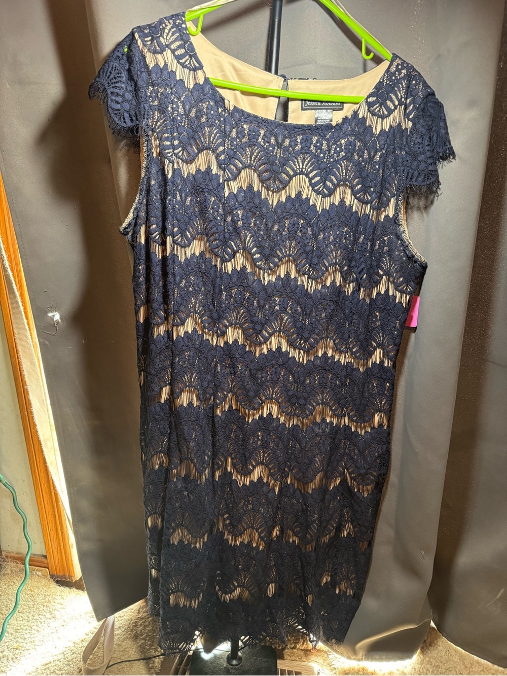 Jessica Howard Navy Lace Midi Dress with Nude Lining